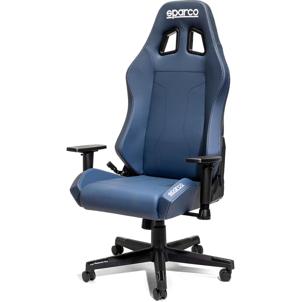 Sparco Coach kontorsstol i blått läder för gaming och kontor