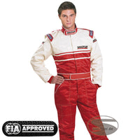 Sandtler karting overall Sponsor, röd/vit