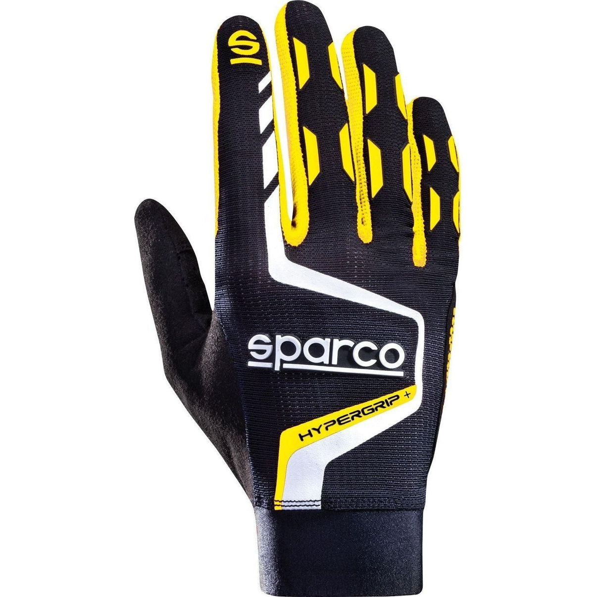 Sparco Hypergrip+ Svart/Gul simracing-handske framsida