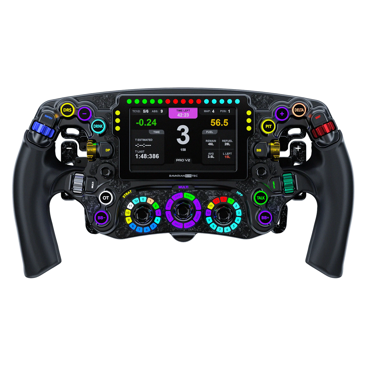 Bavarian SimTec OmegaPRO V2 – GT/formel simracing-ratt med LCD-display