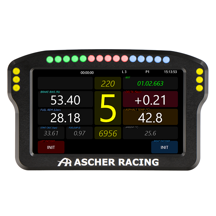 Ascher Racing Dashboard 5 tum — Simracing-display med telemetri