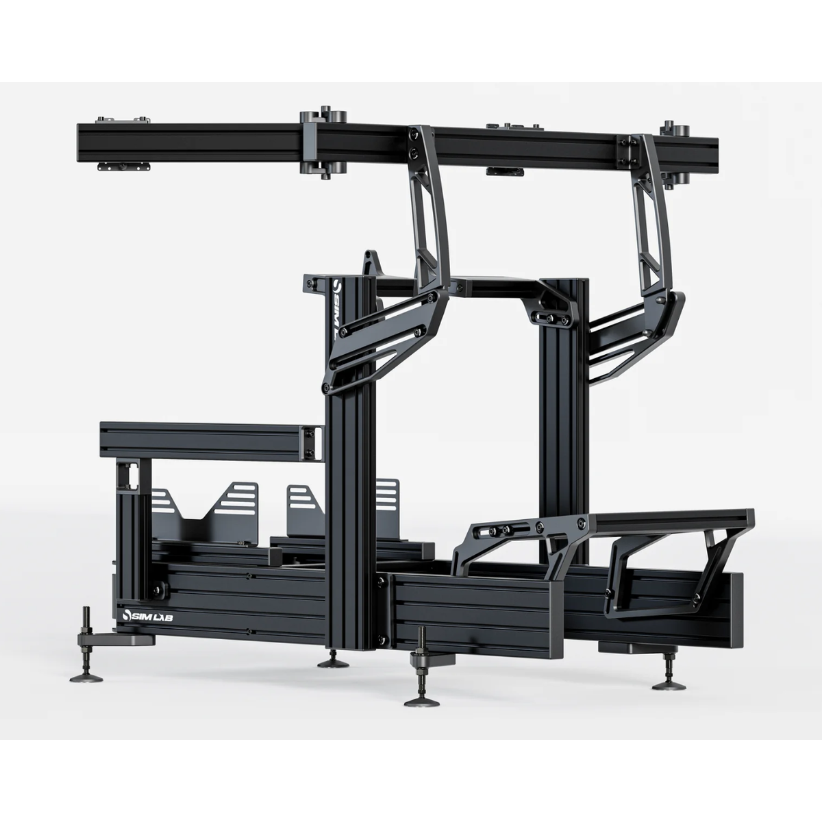 Sim-Lab P1X Ultimate Podium Base (Fanatec DD) med trippel Vario monitorstativ för tre skärmar